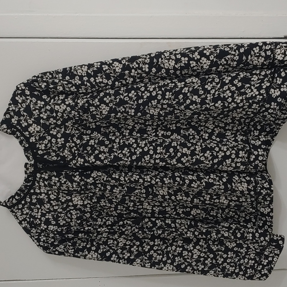 Black and White Floral Silk Blouse J Crew